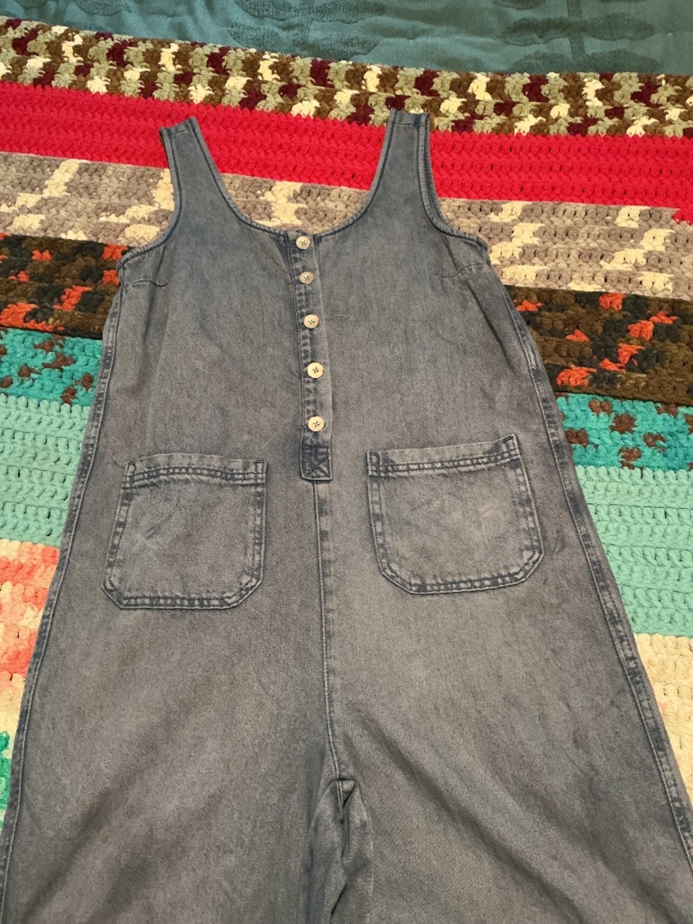 Denim wide leg jumpsuit overalls